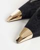 Public Desire Public Desire Edie heeled pumps with gold-tone toe caps in black lace - 2