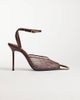Public Desire Public Desire Edie heeled pumps with gold-tone toe caps in brown lace - 1
