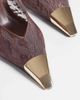 Public Desire Public Desire Edie heeled pumps with gold-tone toe caps in brown lace - 3