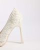 Public Desire Public Desire Elderflower heeled pumps in ivory lace-White - 4