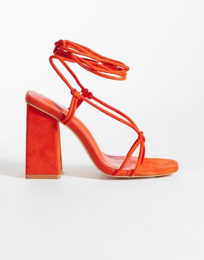 Public Desire Public Desire Elira tie leg block heeled sandals in red