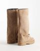 Public Desire Public Desire Emery foldover knee boots in tan suedette-Brown - 4