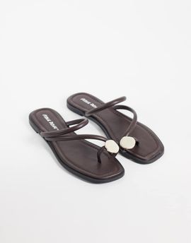 Public Desire Public Desire Farron flat sandals with faux-stone appliqué in chocolate brown