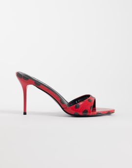 Public Desire Public Desire Fiora heeled mule sandals in spotted red and black