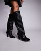Public Desire Public Desire heeled round toe knee boots in black PU - 1