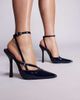 Public Desire Public Desire Idol pointed toe heeled shoes in navy patent - 1