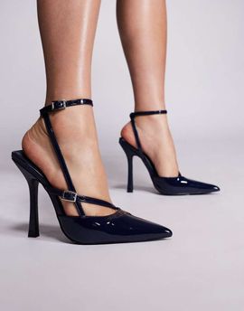 Public Desire Public Desire Idol pointed toe heeled shoes in navy patent