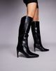 Public Desire Public Desire Jenny pointed toe heeled knee boots in black PU - 2
