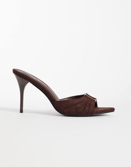 Public Desire Public Desire Kourtney heeled mule sandals in brown suedette