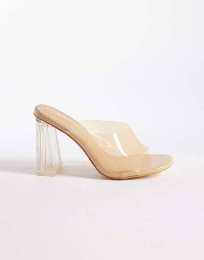 Public Desire Public Desire Kyoto transparent heeled mules in neutral