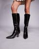 Public Desire Public Desire Levitate pointed toe knee boots with vintage heels in distressed brown - 1