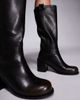 Public Desire Public Desire Lipa pull on leather look knee boots in brown - 4