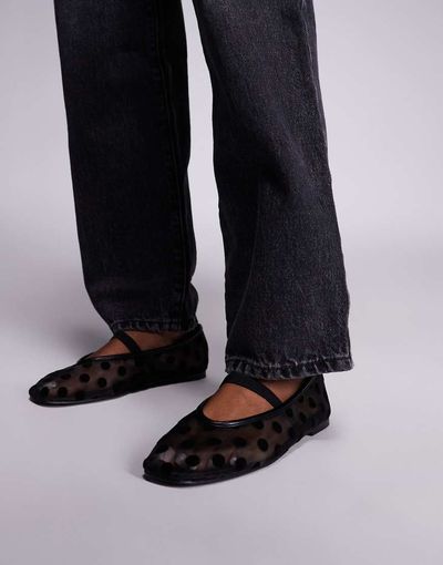 Public Desire Public Desire Lullaby polka dot ballet flats in black mesh