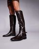 Public Desire Public Desire Mackie knee boots with buckle in brown croc - 4