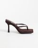 Public Desire Public Desire Maple toe thong heeled sandals in chocolate suedette-Brown - 1