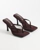 Public Desire Public Desire Maple toe thong heeled sandals in chocolate suedette-Brown - 3