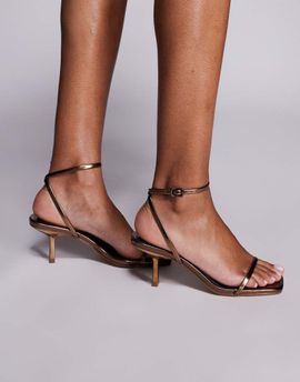 Public Desire Public Desire Natalya kitten heel barely there sandals in bronze-Brown