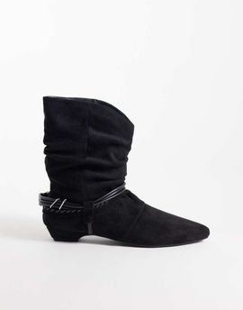 Public Desire Public Desire Peta ruched low ankle boots in black faux suede