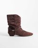 Public Desire Public Desire Peta ruched low ankle boots in brown faux suede - 1