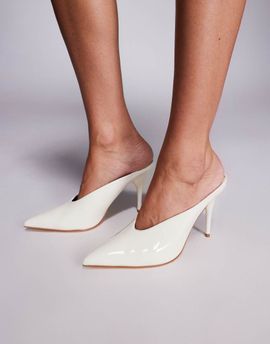 Public Desire Public Desire pointed pumps in off-white patent