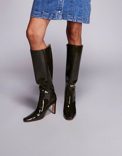 Public Desire Public Desire Pose heeled knee boots in dark green