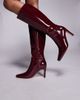 Public Desire Public Desire Pose square toe heeled knee boots in burgundy-Red - 1