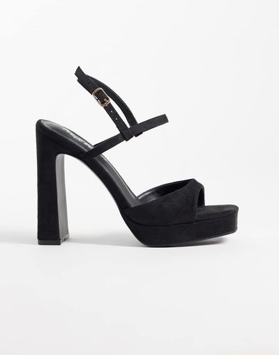 Public Desire Public Desire Rhoda platform heeled sandals in black suedette