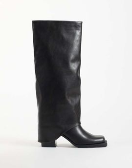 Public Desire Public Desire Rocky foldover square toe knee boots in black