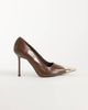 Public Desire Public Desire Rotate heeled pumps in brown croc with gold detail - 1