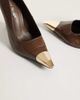 Public Desire Public Desire Rotate heeled pumps in brown croc with gold detail - 3