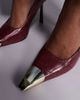 Public Desire Public Desire Rotate heeled pumps in burgundy with gold detail-Red - 2