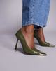 Public Desire Public Desire Rotate heeled pumps in green croc with gold toe caps - 1