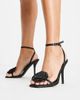 Public Desire Public Desire Ruru mid heel satin sandals with rose detail in black - 1