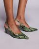 Public Desire Public Desire Salsa sling back kitten heels in green snake print - 1