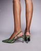 Public Desire Public Desire Salsa sling back kitten heels in green snake print - 4