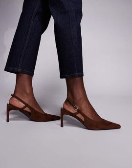 Public Desire Public Desire Salsa slingback kitten heels in brown suedette