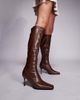 Public Desire Public Desire Scorpion square toe heeled knee boots in brown - 1