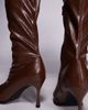 Public Desire Public Desire Scorpion square toe heeled knee boots in brown - 2