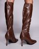 Public Desire Public Desire Scorpion square toe heeled knee boots in brown - 3