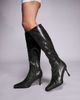 Public Desire Public Desire Scorpion square toe heeled knee boots in retro gray cracked - 1