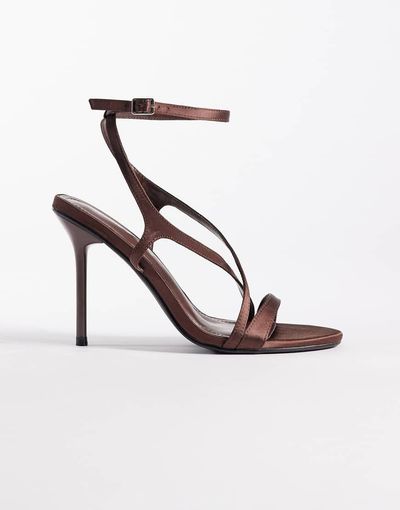 Public Desire Public Desire Sheer heeled sandals in brown satin
