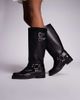Public Desire Public Desire Sirius flat harness knee boots in black - 1