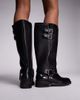 Public Desire Public Desire Sirius flat harness knee boots in black - 2