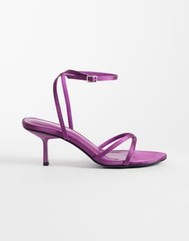 Public Desire Public Desire Sugar strappy kitten heel sandals in purple satin