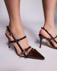 Public Desire Public Desire Sushi high heeled shoes with buckles in brown patent - 2