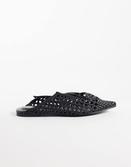 Public Desire Public Desire Tabitha woven pointy toe flat mules in black