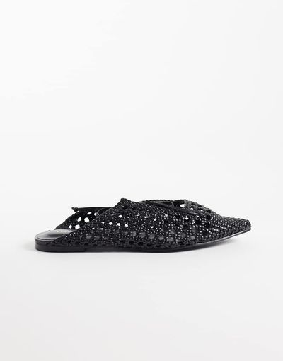 Public Desire Public Desire Tabitha woven pointy toe flat mules in black