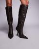 Public Desire Public Desire Third Date high heeled knee boots in distressed brown - 1