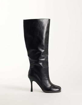 Public Desire Public Desire Tokyo round toe heeled knee boots in black