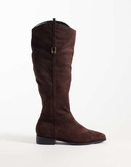 Public Desire Public Desire Trench riding boots in brown suedette